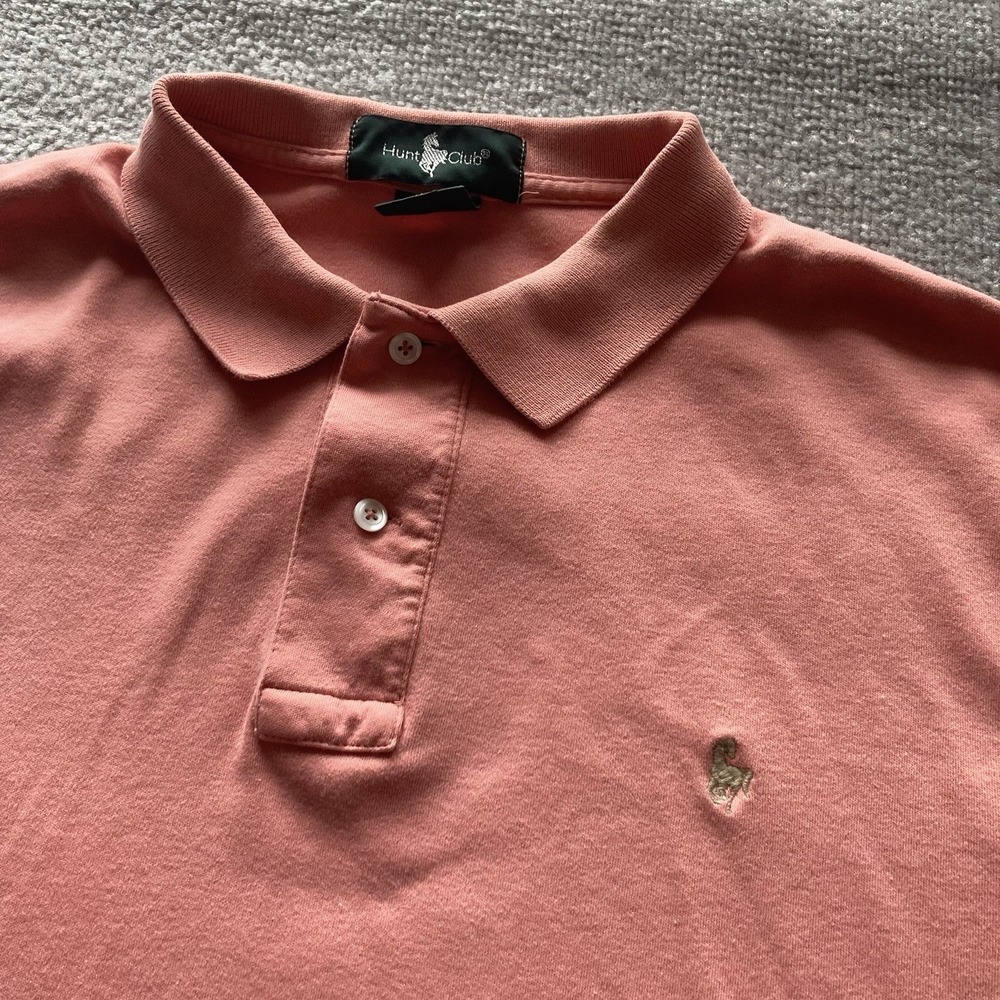 Vintage Hunt Club Polo Shirt Mens Large Orange Cotton Casual